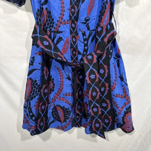 NWT Sezane [ 4 US / 36 ] Lola Printed V Neck Mini Dress in Atla Beue #Q374 - Picture 8 of 16